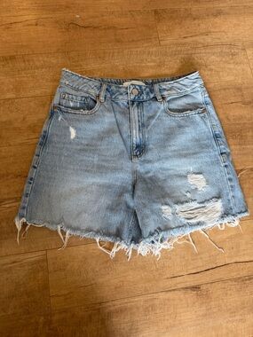 Dynamite Light Blue Distressed Denim Shorts